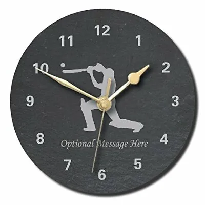 £29.99 • Buy Cricket Lover Slate Clock - Personalised With Text Of Your Choice(Large (300mm)