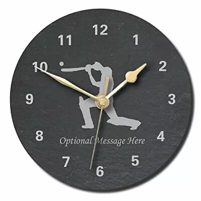 £29.99 • Buy Cricket Lover Slate Clock - Personalised With Text Of Your Choice(Large (300mm)