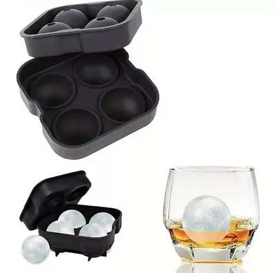 Flexible Silicone Ice Cube Ball Maker 4x4.5cm Sphere Mould Whiskey Cocktail • £5.99