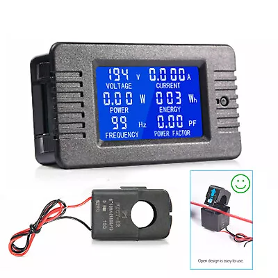 100A AC Digital Multimeter Ammeter Voltmeter 80V-260V Transformer LCD Display UK • £13.65