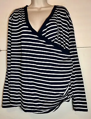 Womens Maternity Crossover Nursing Top  Size 2x  Top Navy/white Striped • $5.99