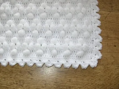 Hand Crochet Baby Bobble Blanket - White • £16