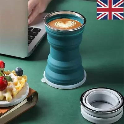 Travel Drinking Mug Tea Coffee Collapsible Silicone Cup Folding Water Cup UK • £6.93