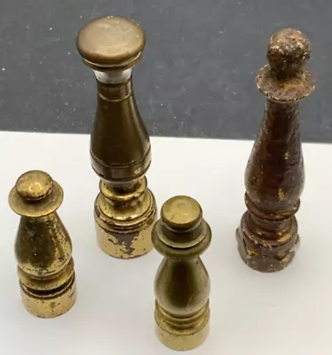 Vintage Lot Of 4 Assorted Brass Lamp Finials Lamp Part Restoration 1.25 To 2.25” • $12