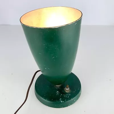 Vintage Green Cone Metal Table Lamp Light Up Atomic Mid-Century Modern Mcm • $32