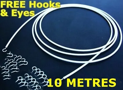 10m STRETCH CURTAIN WIRE CORD + Hooks & Eyes Kit Expanding Spring Cable Caravan • $22.27