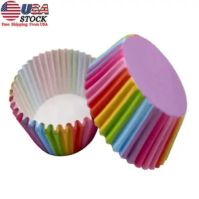 $5.98 • Buy 100pcs Colorful Cupcake Wrappers Greaseproof & Heat Resistant Cake Paper Liners