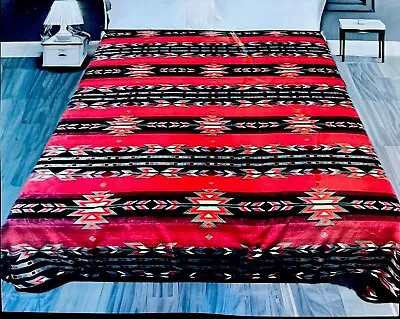 New Queen Warm & Extra Plush Native Southwest Aztec Design Mink Flannel Blanket • $39.99