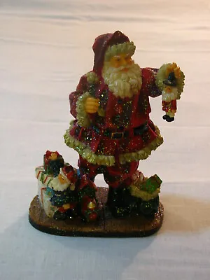 Mark Roberts Collection Plastic Santa W/Ornament/Gifts Figurine Green Glitter R • $39.95