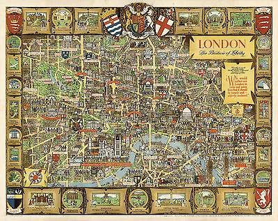 London England Vintage Map Wall Art Poster Decor - The Bastion Of Liberty Print • $13.95