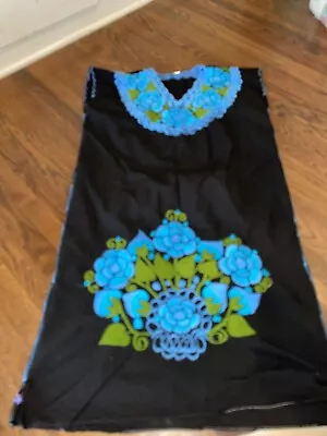 Mexican Embroidered Dress Black Blue And Green Xl • £25.74