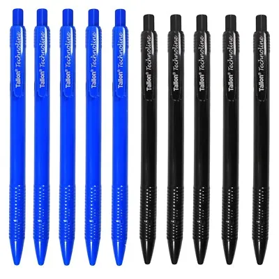 8x BLACK/BLUE RETRACTABLE BIRO PEN SET Ball Point Writing Stationery School Pack • £4.58