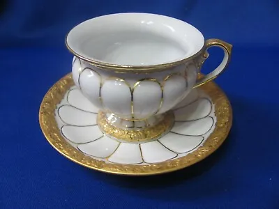 Meissen 24k Gold Leaf Encrusted White Porcelain Demitassee C & S Golden Baroque • $325