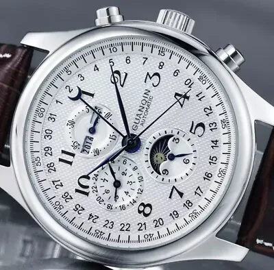 Automatic Mechanical Men's Watches Luxury Swiss Date Moon Phase Sapphire Crystal • $99.95