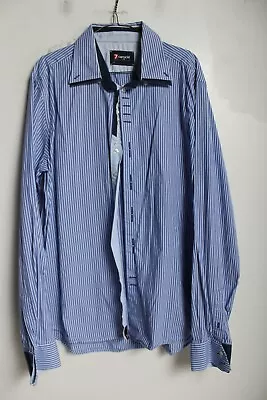 7 Camicie Mens Striped Shirt - Blue -Size 2XL XXL (C44) • $10.09