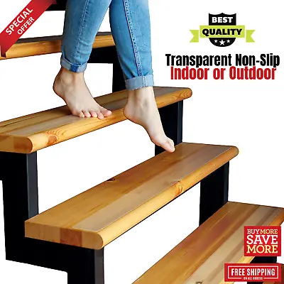 Grip Tape Transparent Non-Slip Carpet Stair Treads For Wooden Steps 24x4  15 Pcs • $41.99