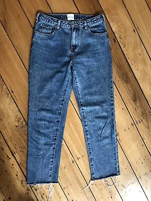 Zulu Zephyr High Waist Taper Raw Hem Leg Denim Jeans Soft Comfy 29 Fits 10 S • $28
