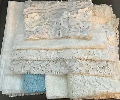 Vintage French Dolls Wedding Dress LACE Samples Remnants Yardage Lot • $35.95