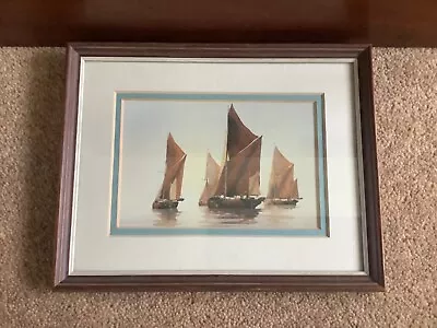 Wooden Framed  Print Of Old Sailing Boats Ships 16 Cm X 20 .5 Cm Approx  • £11.50