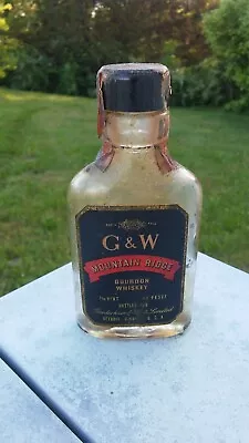 Vintage G & W Mountain Ridge Bourbon Whiskey Empty Miniature Glass Bottle • $10