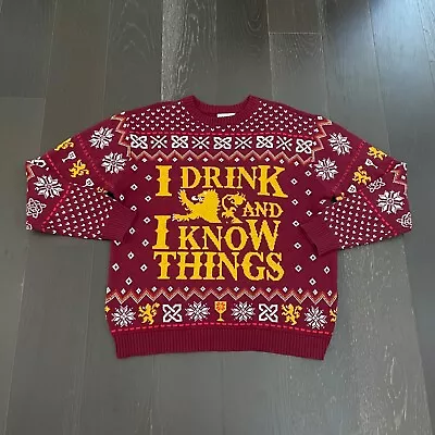 $18.77 • Buy Game Of Thrones Adult Size XL Burgundy Ugly Christmas Sweater