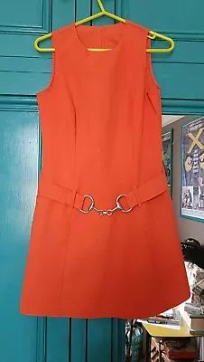 Vintage Dress Mod Go-go Orange Mini 60s Style Etam • £12