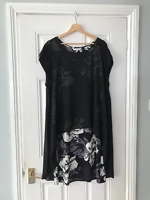 £6 • Buy John Rocha Dress Size 16 Black Grey White Floral 