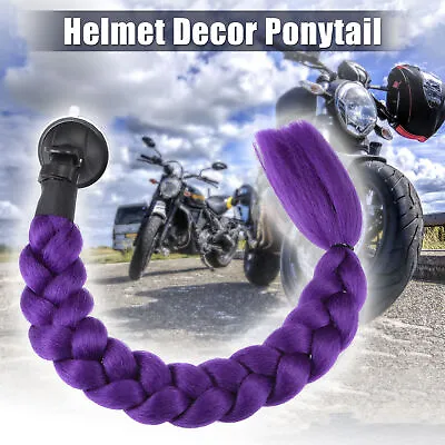 Helmet Decor Pigtail Hair Gradient Braid With Suction Cup For Motorcycle Purple • $19.03