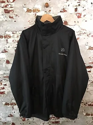 Mercedes Benz Mens Black Jacket Coat Hooded Logo Fleece Lined Waterproof Issues • £24.99