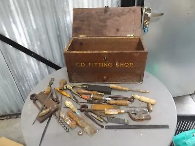 Old Vintage Carpentry Tools In Box Job Lot Rare Barn Find • £65