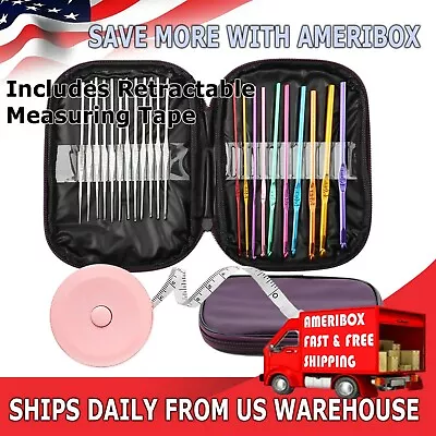 Aluminum Crochet Hooks Needles Knit 22pcs Set Weave Craft Yarn Multi Color NEW • $7.95