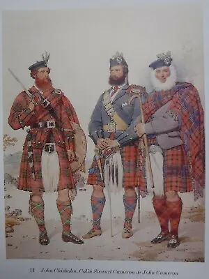 £15.95 • Buy SCOTTISH HIGHLANDS CLAN PRINT 11 Clan Chisholm Tartan, Cameron Of Lochiel Kilt