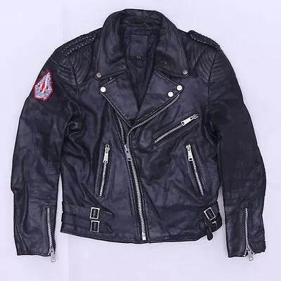 C5519 VTG Men's Full Zip Motorcycle Biker Leather Jacket Size 50 • $39.99