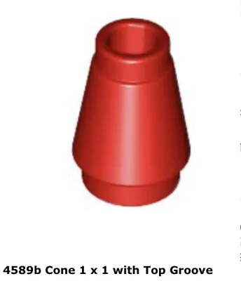 Lego 2x 4589b Red Cone 1 X 1 With Top Groove 8039 • $6.29