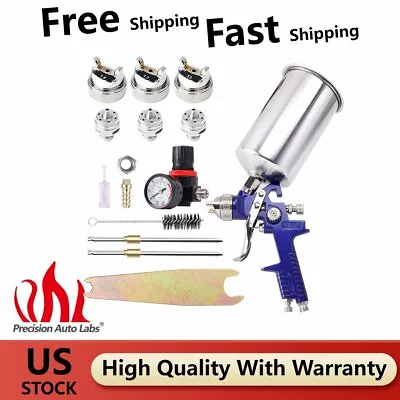 2.5mm HVLP Gravity Feed Spray Gun Kit Wi/ Regulator Paint Primer Metal Flake NEW • $45.99