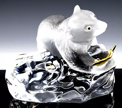 Igor Carl Faberge France Crystal Figurine POLAR BEAR & GOLD FISH ON ICEBERG Mint • $89.99