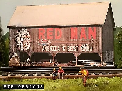 * O Scale Scratch Built  RED MAN BARN  Farm Building Front/Flat MTH Lionel * • $20.99