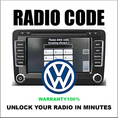 Unlock Radio Codes Rcd300  Pin Decode Stereo Rns510 Volkswagen 295 Fast Service • $5.99