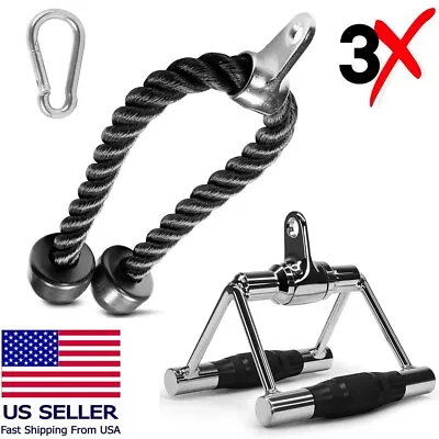 Double D Rotating Row Handle Cable Attachment Weight Workout Gym LAT Pull Down V • $31.99