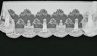 White Lighthouse Lace Mantle Scarf 20  X 92  Livingroom Den Piano Buffet • $45