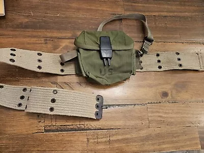 US Vietnam M1967 Nylon Rifle Magazine Pouch - And Belt Extremely Nice/clean • $69.99