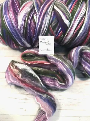 80/20 Merino/Silk Blended Wool Roving Gemstone 4 Oz • $22