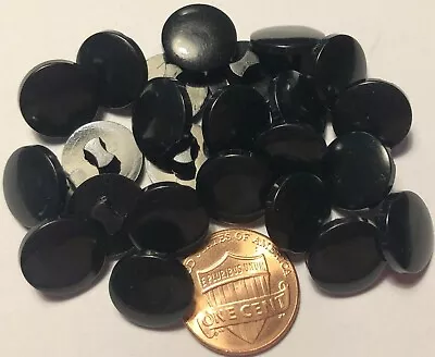 $5.99 • Buy 24 Small Shiny Glossy Black Plastic Shank Buttons 1/2  Almost 13mm 10283