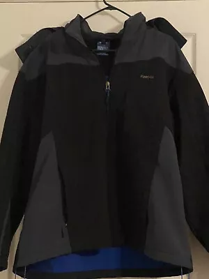 Reebok Black Grey Zip Rain Coat Hood Men’s Windbreaker Jacket XXL 2XL • $24.99