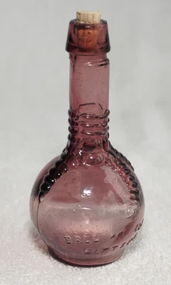 $5.95 • Buy VTG Ball And Claw Bitters Miniature Glass Bottle With Cork, Purple, 3.25  Taiwan