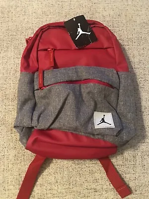 NWT Jordan Backpack Red Gray Mini Jumpman School Casual Zipper Pockets Back Pack • $42.54