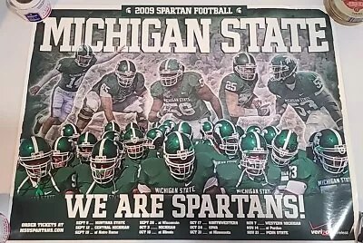 2009 Michigan State Spartans Football Schedule Poster MSU 24  X 18  Pre-owned  • $5.25