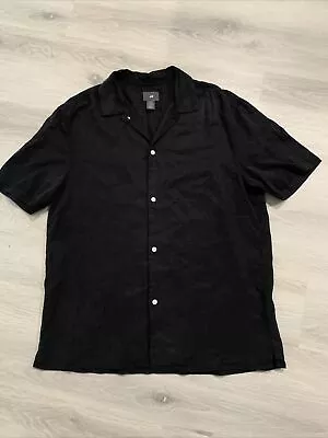 H&M Black Short Sleeve Button Down Shirt Mens M • $13