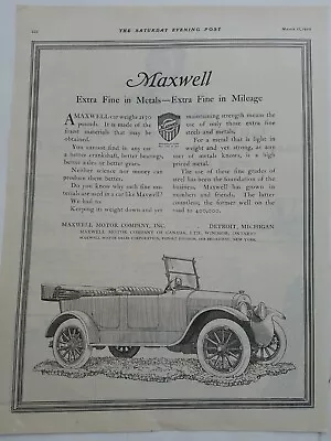 $9.99 • Buy 1920 Maxwell Motor Corporation Car Extra Fine In Metals And Mileage Vintage Ad