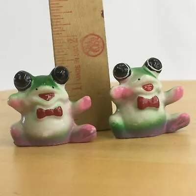 Vintage Miniature Green Frog Figurines Set Of 2 Made In Korea Ceramic Figure • $19.98